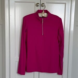Bold pink long sleeve 3/4 zip golf top by Bette & Court
